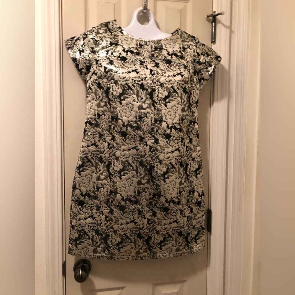 Metallic silver and black shiny dress size small